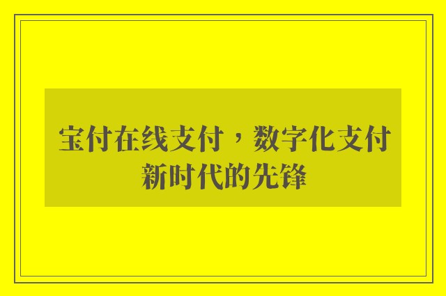 宝付在线支付，数字化支付新时代的先锋