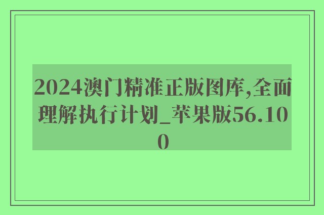 2024澳门精准正版图库,全面理解执行计划_苹果版56.100