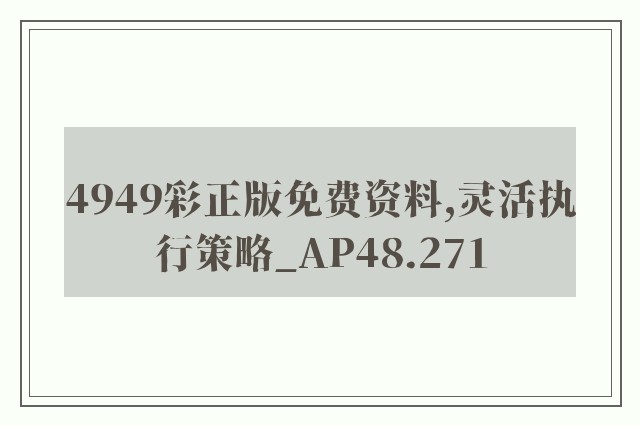 4949彩正版免费资料,灵活执行策略_AP48.271